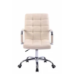 CLP Bureaustoel Deli chroom Frame - Kunstleer - creme