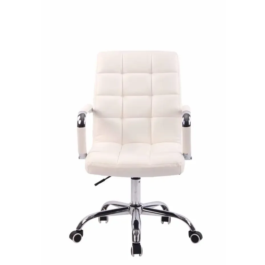 CLP Bureaustoel Deli chroom Frame - Kunstleer - wit