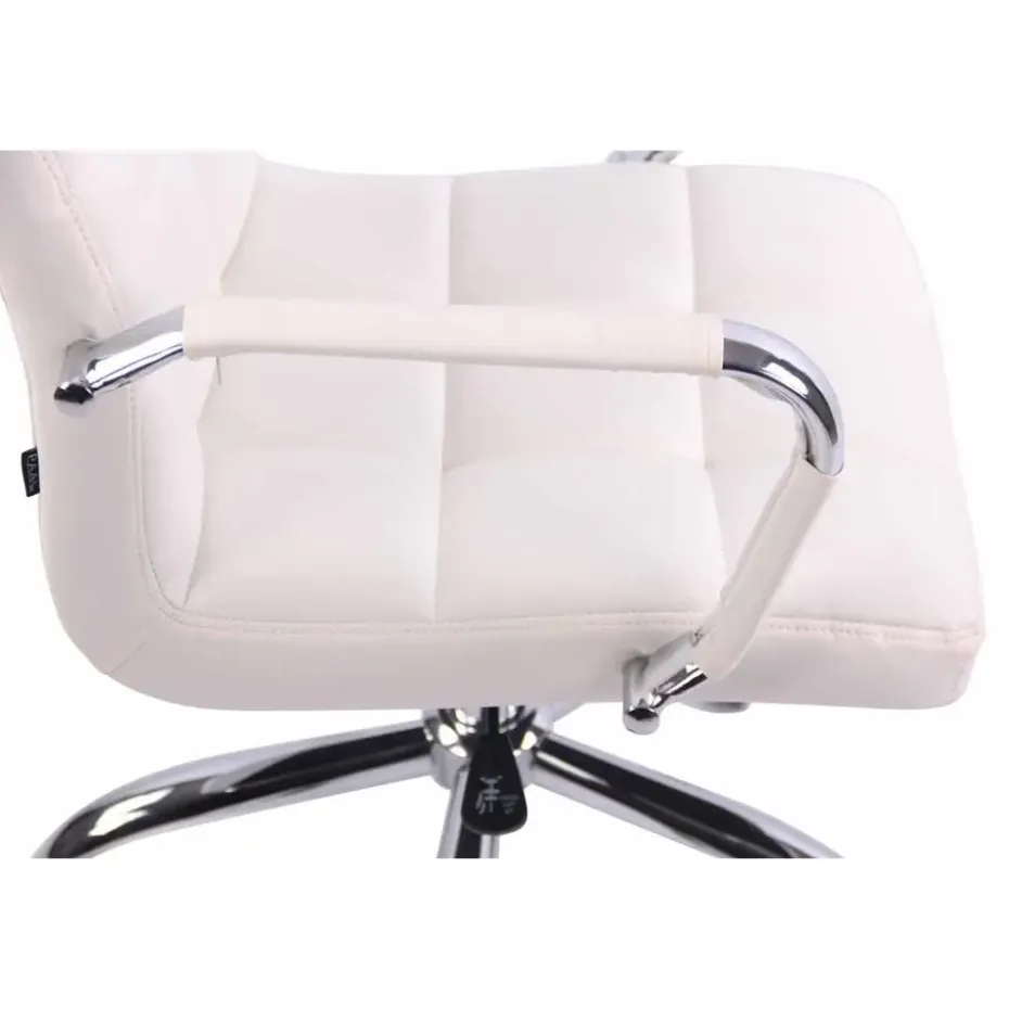 CLP Bureaustoel Deli chroom Frame - Kunstleer - wit