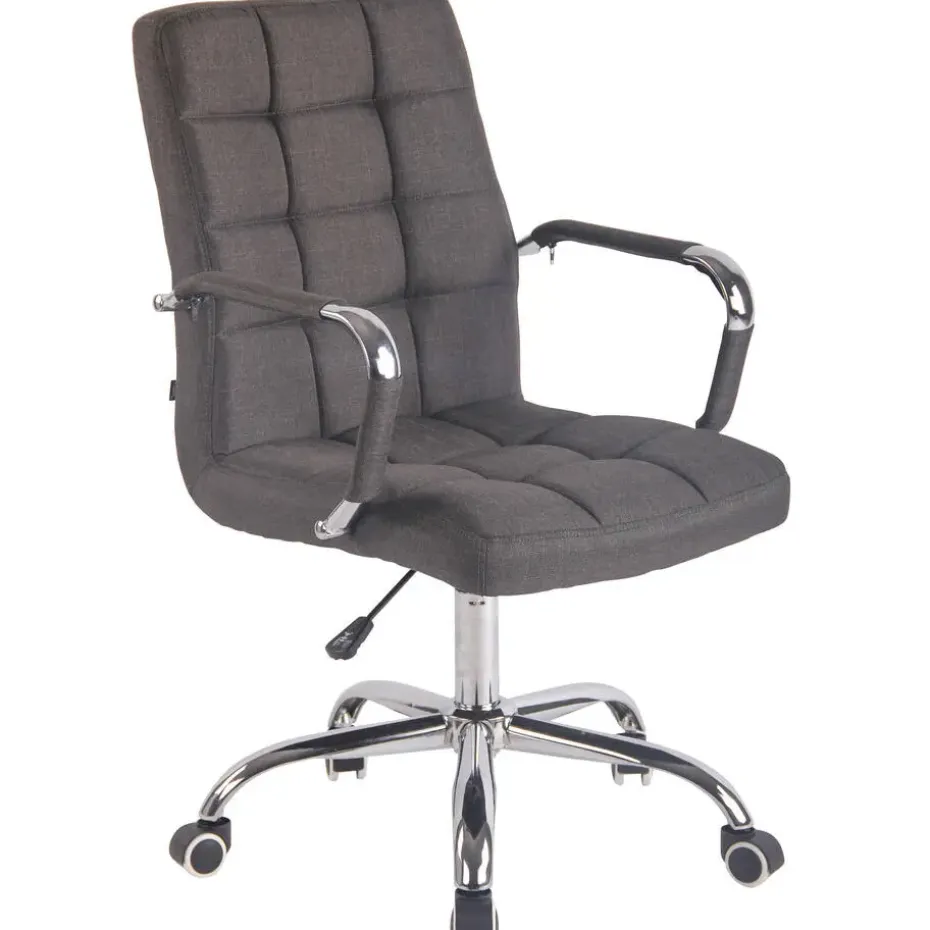 CLP Bureaustoel Deli chroom Frame - Stof - donkergrijs