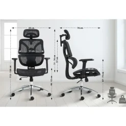 CLP Bureaustoel Deshler chroom Frame - Netweefsel - zwart