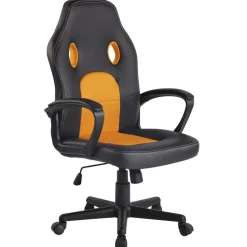 CLP Bureaustoel Elbing zwart Frame - Kunstleer - zwart/geel