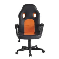 CLP Bureaustoel Elbing zwart Frame - Kunstleer - zwart/oranje