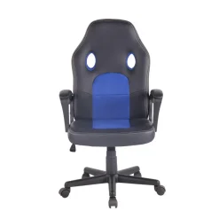 CLP Bureaustoel Elbing zwart Frame - Kunstleer - zwart/blauw