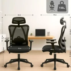 CLP Bureaustoel Elisha zwart Frame - Stof - zwart