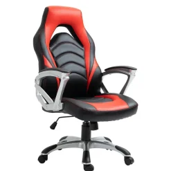 CLP Bureaustoel Foxton grijs Frame - Kunstleer - zwart/rood