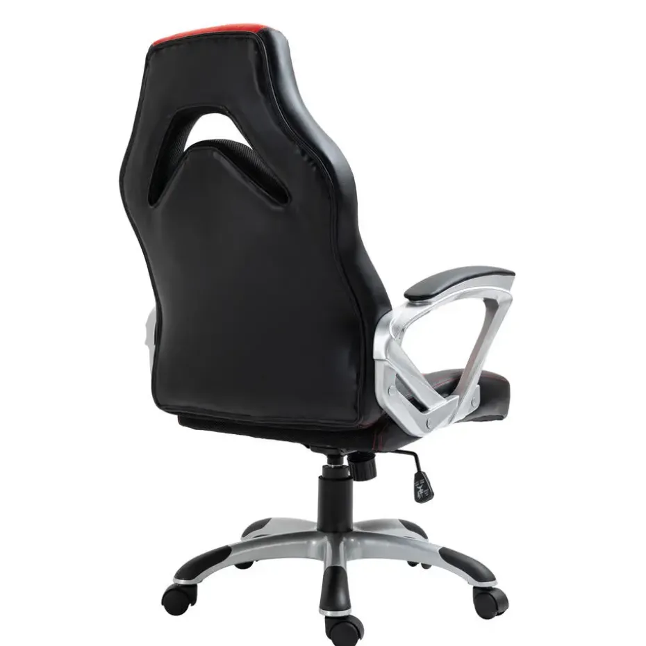 CLP Bureaustoel Foxton grijs Frame - Kunstleer - zwart/rood