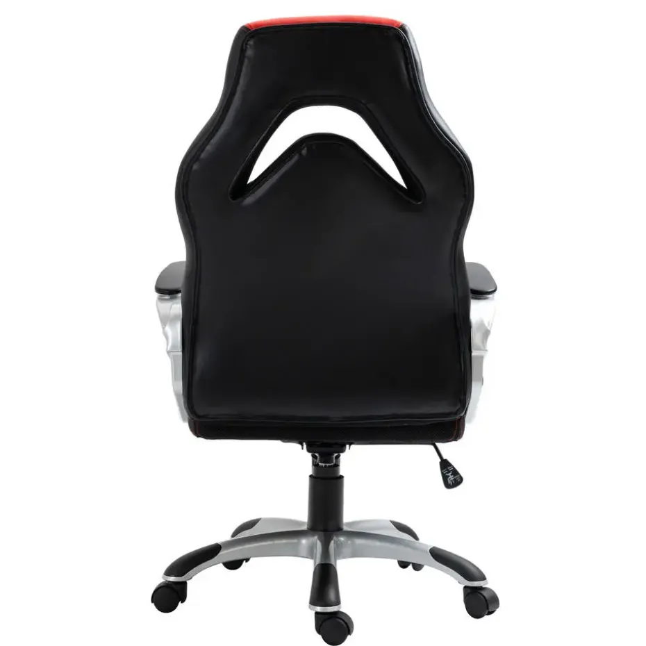 CLP Bureaustoel Foxton grijs Frame - Kunstleer - zwart/rood