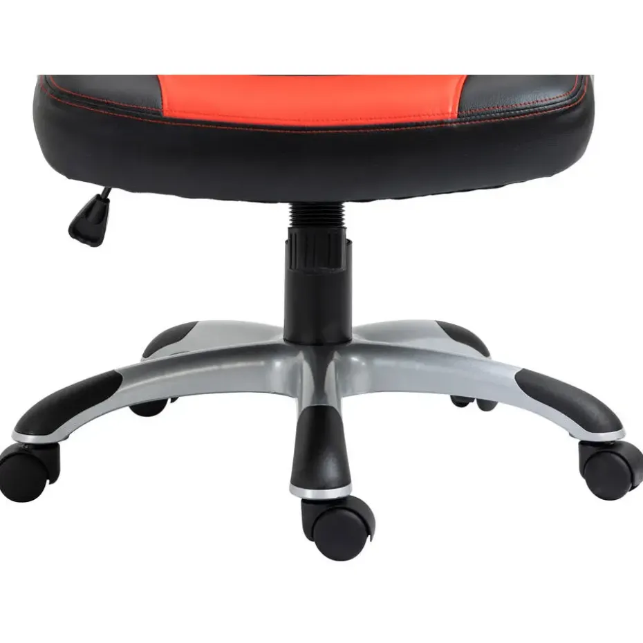 CLP Bureaustoel Foxton grijs Frame - Kunstleer - zwart/rood