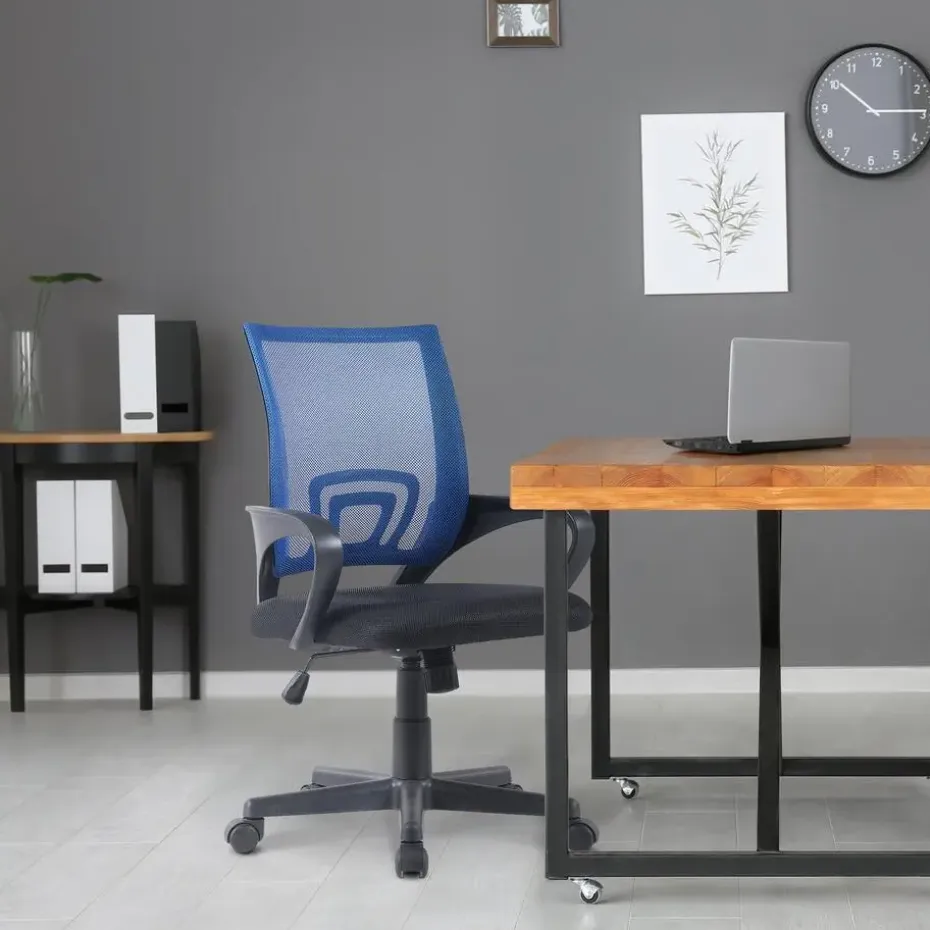 CLP Bureaustoel Genius zwart Frame - Kunstleer - blauw