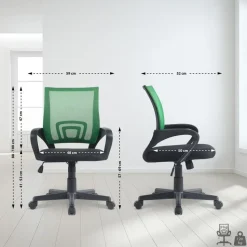 CLP Bureaustoel Genius zwart Frame - Kunstleer - groen