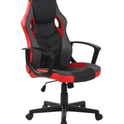 CLP Bureaustoel Glendale zwart Frame - Stof - zwart/rood