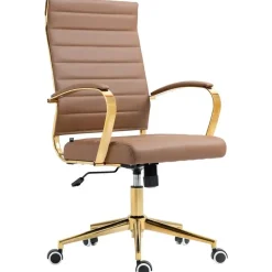 CLP Bureaustoel Havanna goud Frame - Kunstleer - licht bruin