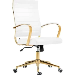 CLP Bureaustoel Havanna goud Frame - Kunstleer - wit