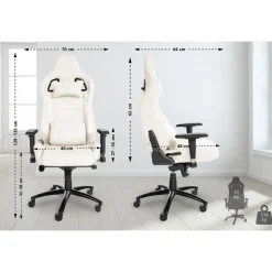 CLP Bureaustoel Keren zwart Frame - Echt leer - wit