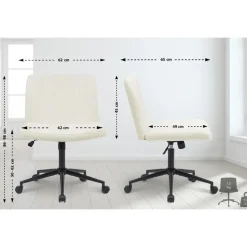 CLP Bureaustoel Kingman zwart Frame - Fluweel - creme