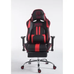 CLP Bureaustoel Limit zwart Frame - Kunstleer - zwart/rood