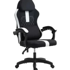 CLP Bureaustoel Miltona zwart Frame - Stof - zwart/wit