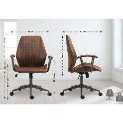 CLP Bureaustoel Nampa zwart Frame - Kunstleer - cognac