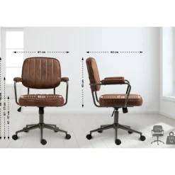 CLP Bureaustoel Natrona zwart Frame - Kunstleer - cognac