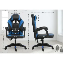 CLP Bureaustoel Orkney zwart Frame - Kunststof - zwart/blauw