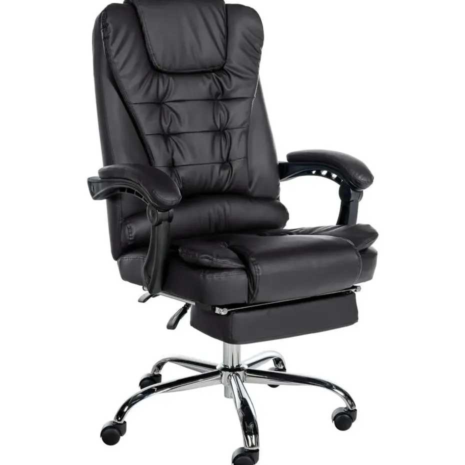 CLP Bureaustoel Oxygen chroom Frame - Kunstleer - zwart