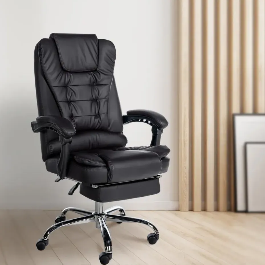 CLP Bureaustoel Oxygen chroom Frame - Kunstleer - zwart