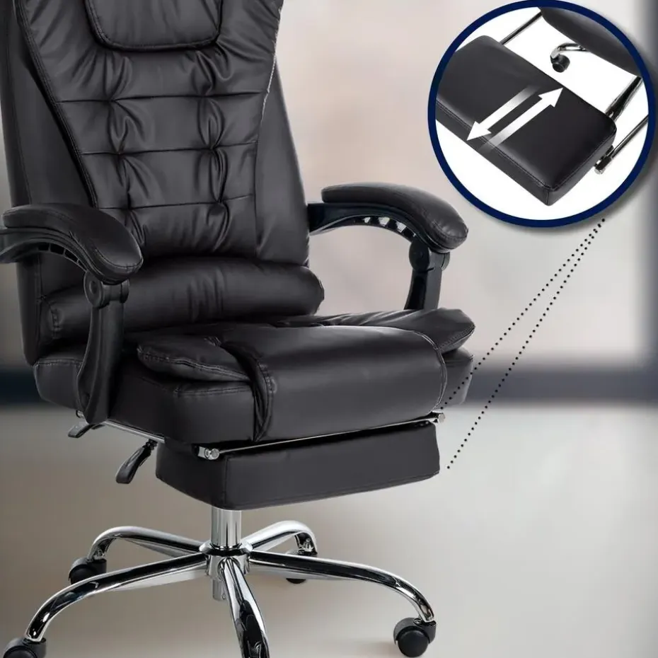 CLP Bureaustoel Oxygen chroom Frame - Kunstleer - zwart