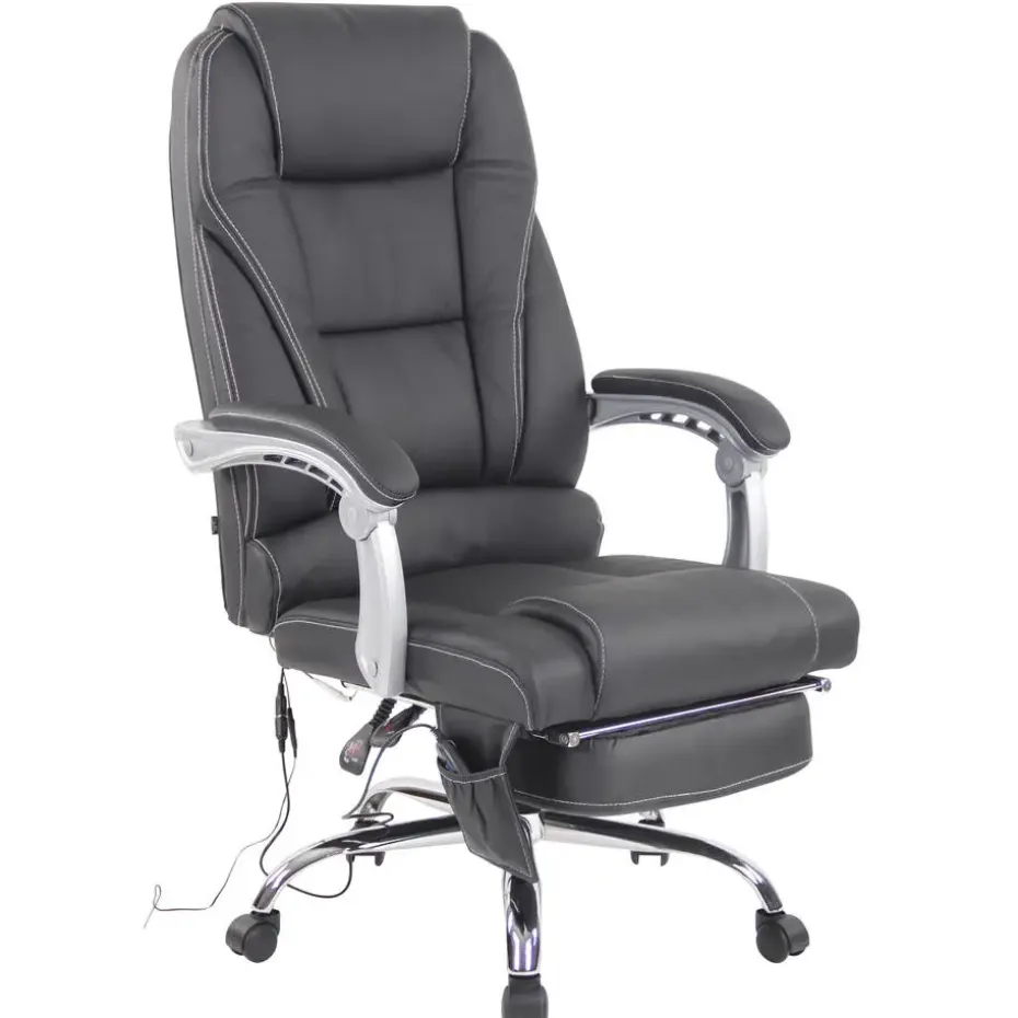 CLP Bureaustoel Pacific chroom Frame - Echt leer - zwart