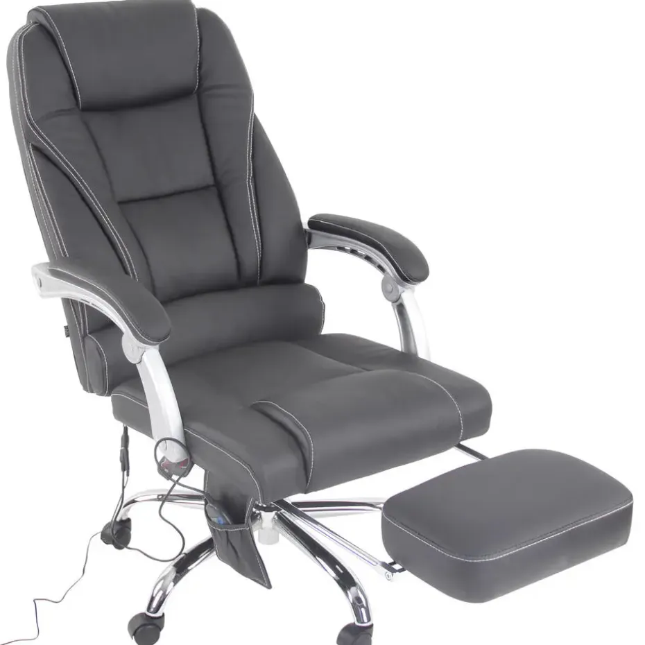 CLP Bureaustoel Pacific chroom Frame - Echt leer - zwart