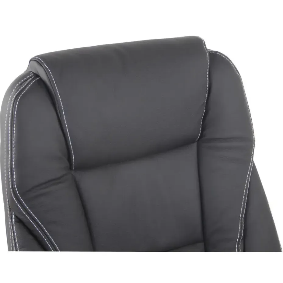 CLP Bureaustoel Pacific chroom Frame - Echt leer - zwart