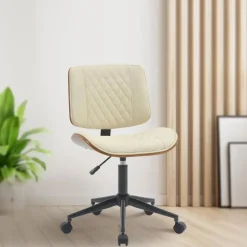 CLP Bureaustoel Plover zwart Frame - Hout - walnoot/creme