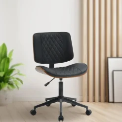 CLP Bureaustoel Plover zwart Frame - Hout - walnoot/zwart