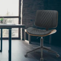 CLP Bureaustoel Plover zwart Frame - Hout - walnoot/zwart