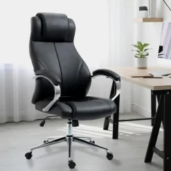 CLP Bureaustoel Salford chroom Frame - Echt leer - zwart