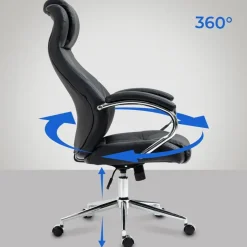 CLP Bureaustoel Salford chroom Frame - Echt leer - zwart