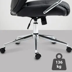 CLP Bureaustoel Salford chroom Frame - Echt leer - zwart