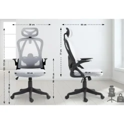 CLP Bureaustoel Taos zwart Frame - Stof - grijs