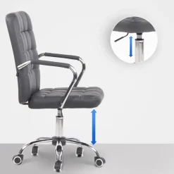 CLP Bureaustoel Terni chroom Frame - Kunstleer - grijs