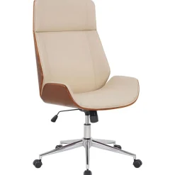 CLP Bureaustoel Varel chroom Frame - Kunstleer - walnoot/creme