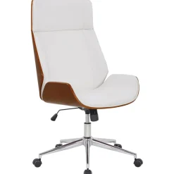 CLP Bureaustoel Varel chroom Frame - Kunstleer - walnoot/wit