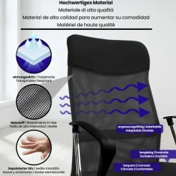 CLP Bureaustoel Washington chroom Frame - Kunstleer - zwart