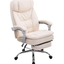 CLP Bureaustoel XL Troy chroom Frame - Kunstleer - creme