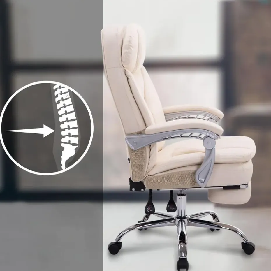 CLP Bureaustoel XL Troy chroom Frame - Kunstleer - creme