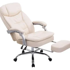 CLP Bureaustoel XL Troy chroom Frame - Kunstleer - creme