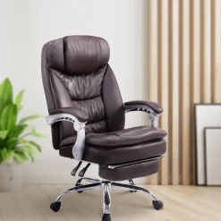 CLP Bureaustoel XL Troy chroom Frame - Kunstleer - bruin