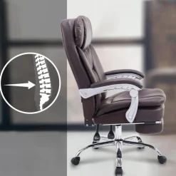 CLP Bureaustoel XL Troy chroom Frame - Kunstleer - bruin