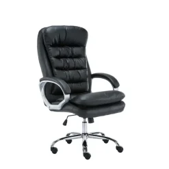 CLP Bureaustoel XXL Vancouver chroom Frame - Kunstleer - zwart