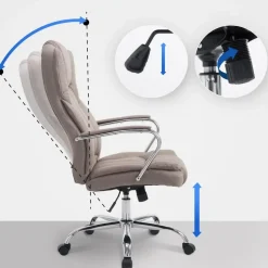 CLP Bureaustoel XXL Xanthos chroom Frame - Stof - taupe