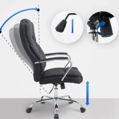 CLP Bureaustoel XXL Xanthos chroom Frame - Stof - zwart